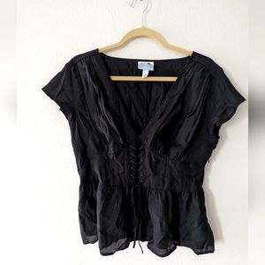 Future Collective Black Lace Up Top